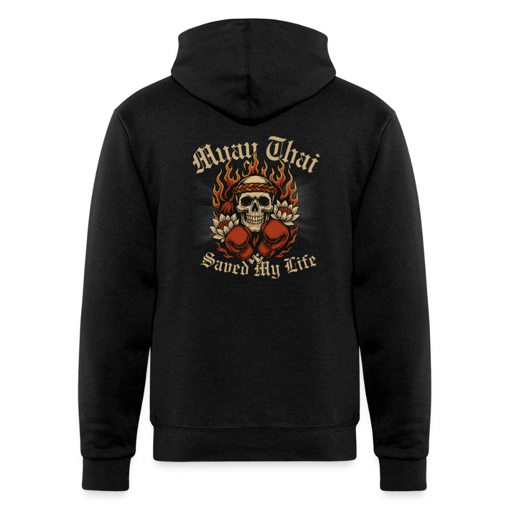 Muay Thai Saved My Life – Skull Mongkol Flame Lotus Hoodie - black
