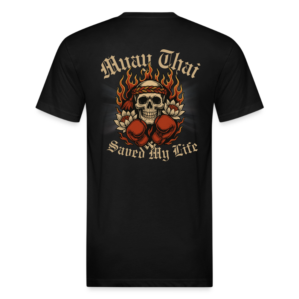 Muay Thai Saved My Life – Skull Mongkol Flame Lotus Tee - black