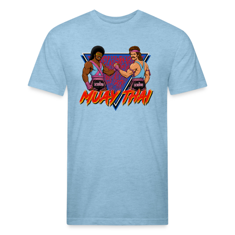 Retro Warriors Muay Thai Tee - heather blue