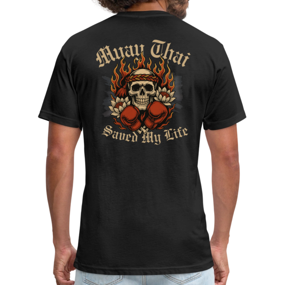 Muay Thai Saved My Life – Skull Mongkol Flame Lotus Tee - black