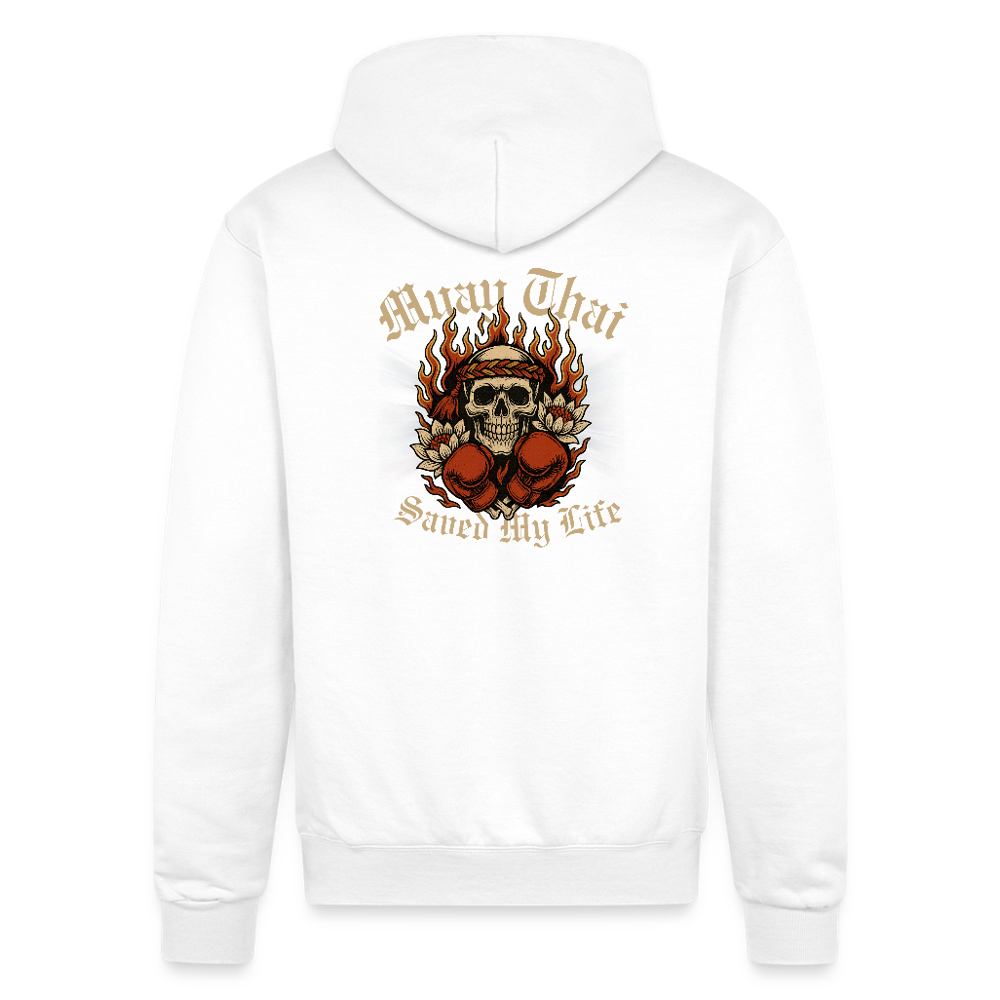 Muay Thai Saved My Life – Skull Mongkol Flame Lotus Hoodie - white