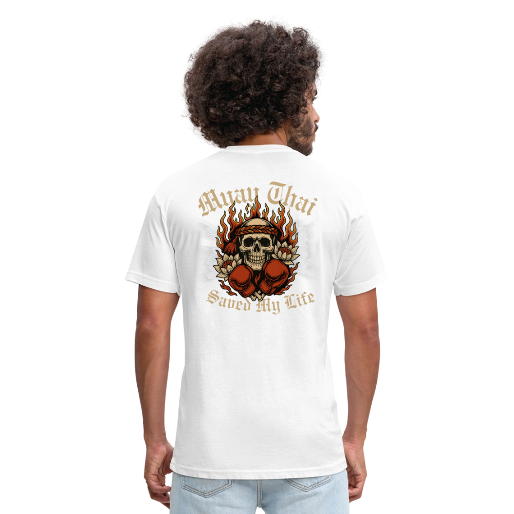 Muay Thai Saved My Life – Skull Mongkol Flame Lotus Tee - white