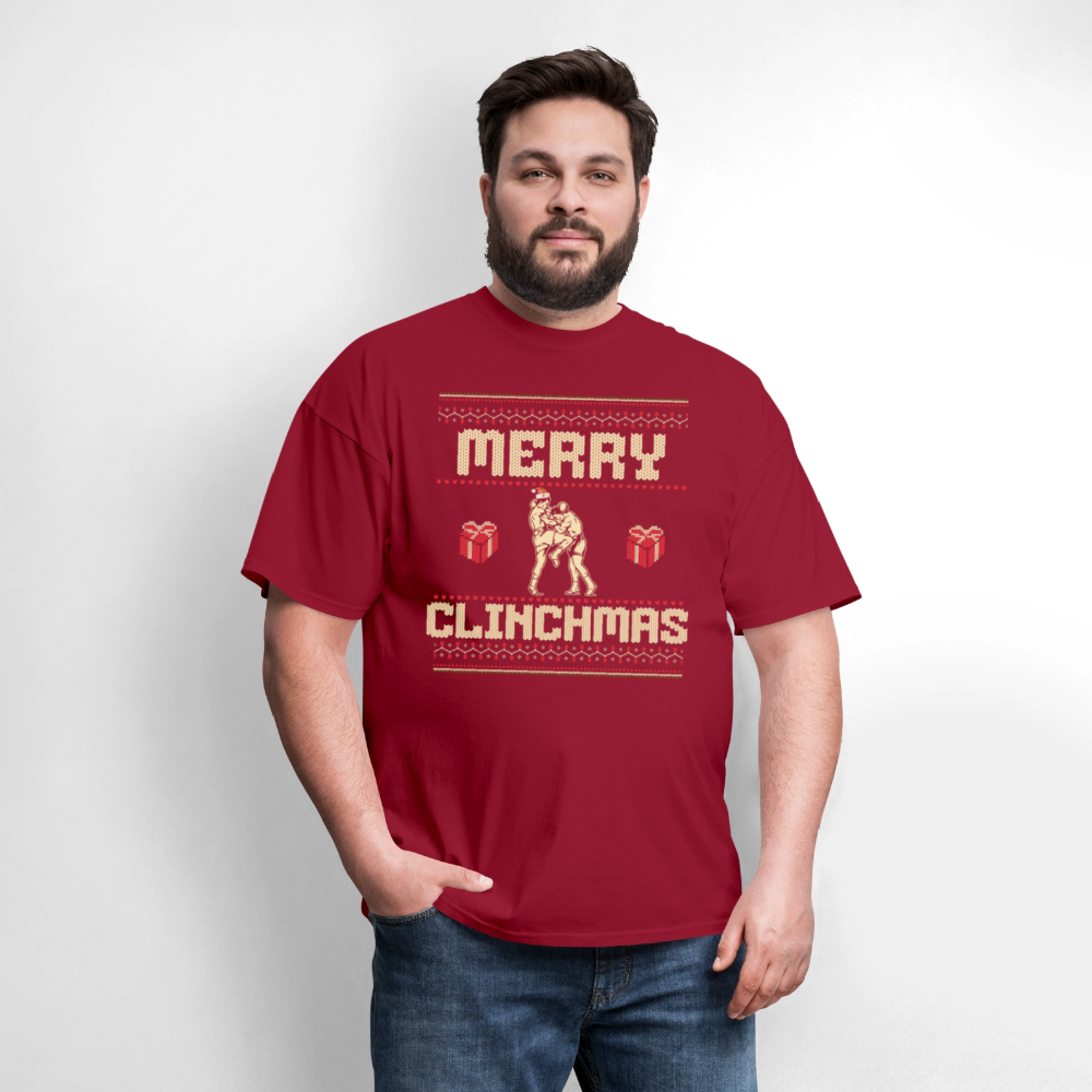 Merry Clinchmas – Muay Thai Holiday Tee - dark red