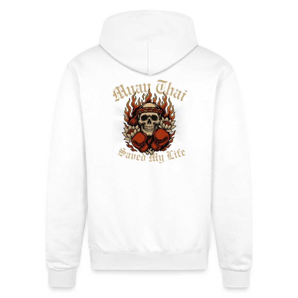 Muay Thai Saved My Life – Skull Mongkol Flame Lotus Hoodie - white