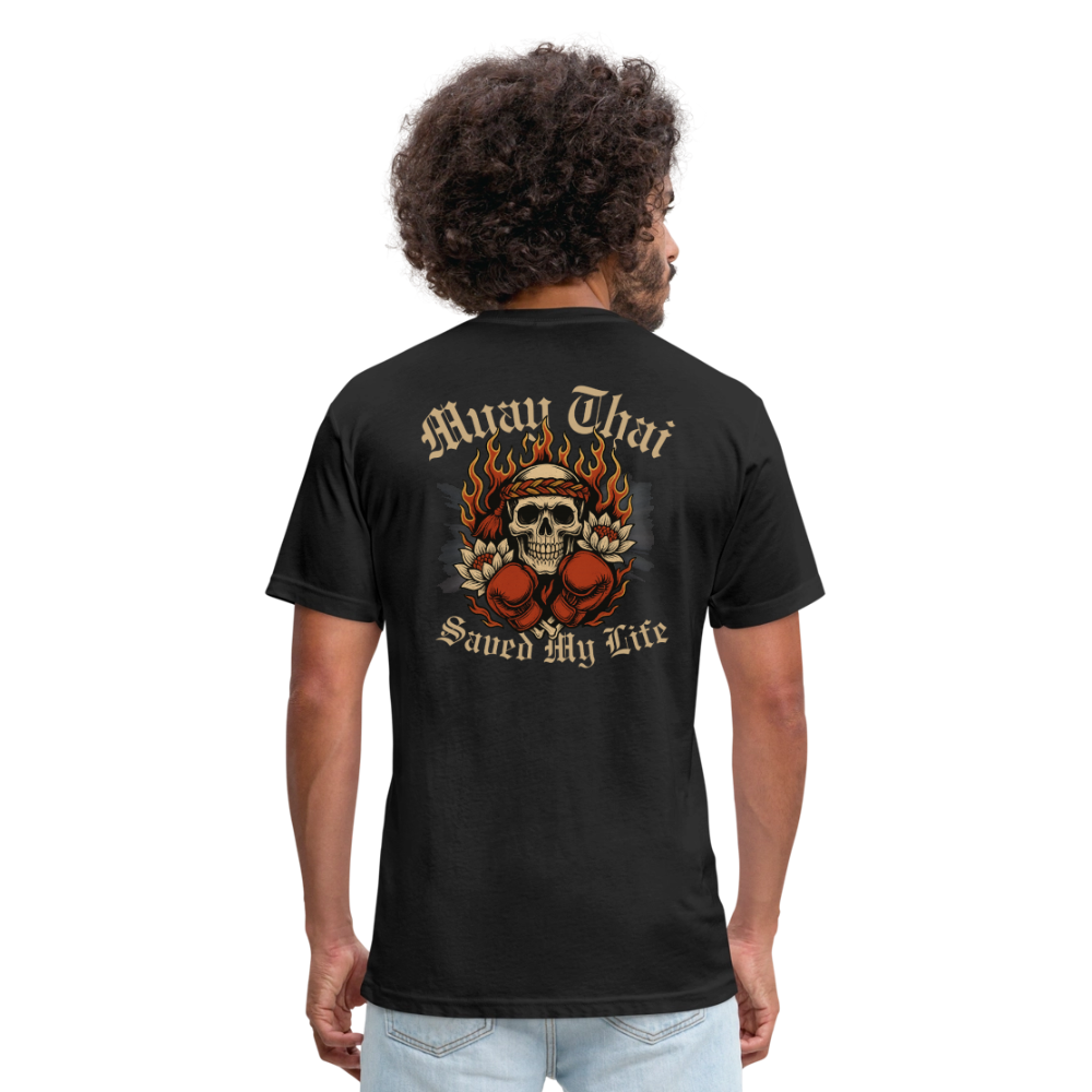Muay Thai Saved My Life – Skull Mongkol Flame Lotus Tee - black