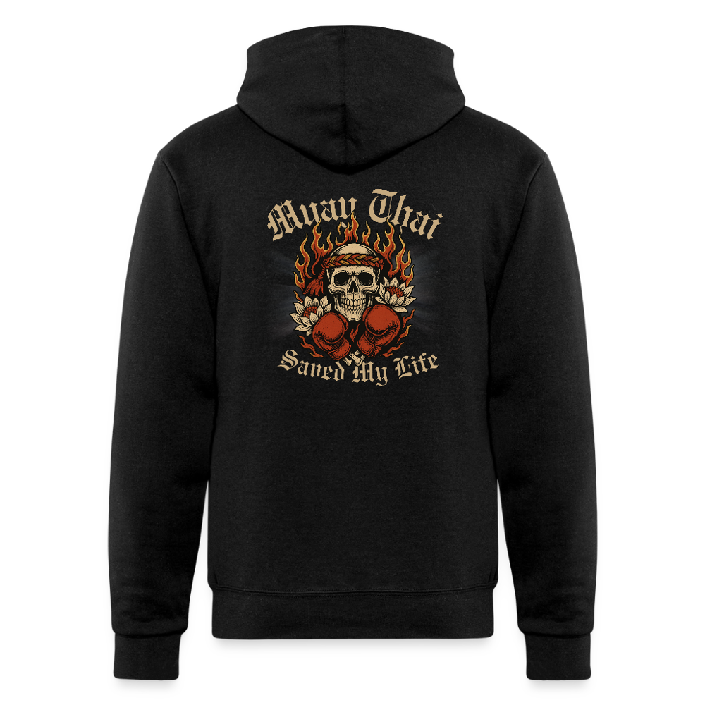 Muay Thai Saved My Life – Skull Mongkol Flame Lotus Hoodie - black