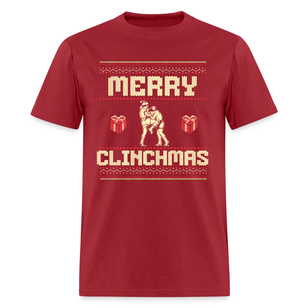 Merry Clinchmas – Muay Thai Holiday Tee - dark red