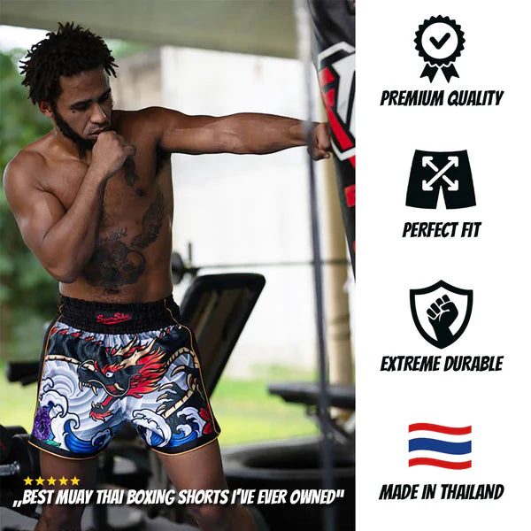 Elegant Irezumi Dragon Muay Thai Shorts - Unleash the Dragon Spirit