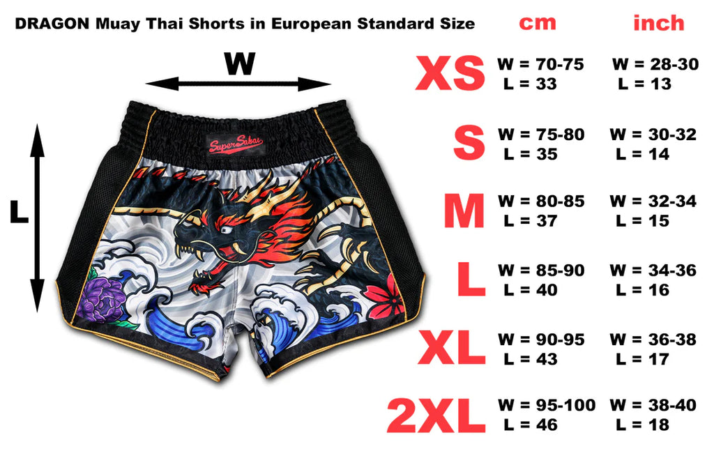 Elegant Irezumi Dragon Muay Thai Shorts - Unleash the Dragon Spirit