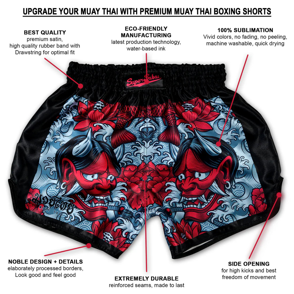 Oni Mask 鬼 Devil's Koi - Muay Thai Boxing Shorts