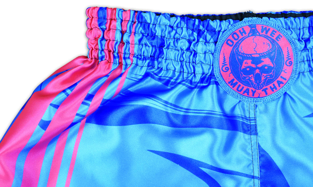 Muay Thai Shorts ★ Art of 8 Limbs (blue/pink) by OOWEE
