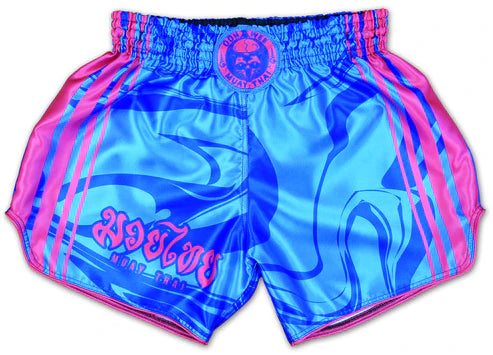 Muay Thai Shorts ★ Art of 8 Limbs (blue/pink) by OOWEE