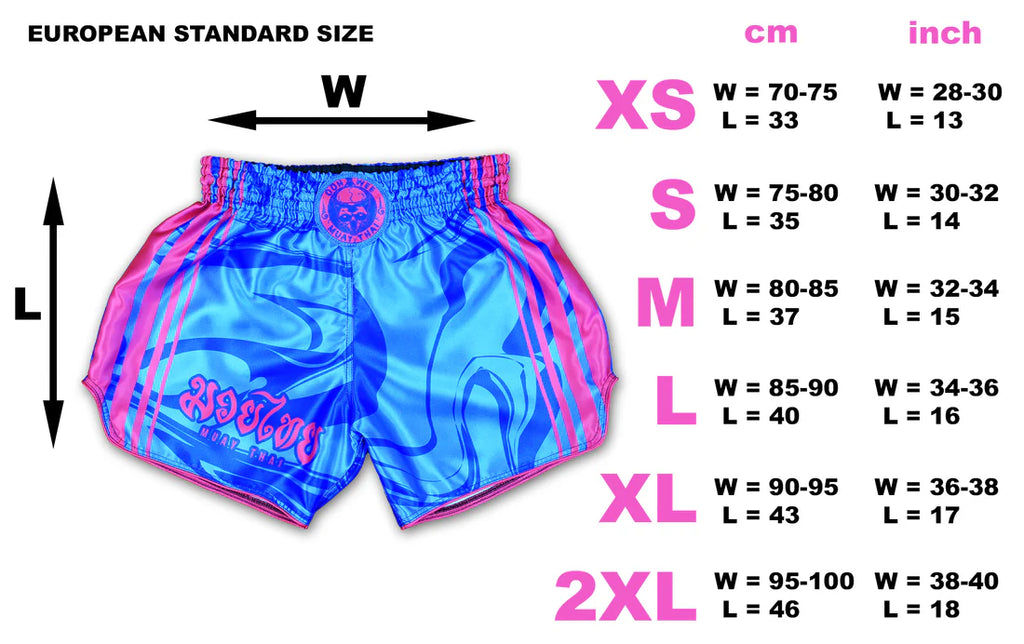 Muay Thai Shorts ★ Art of 8 Limbs (blue/pink) by OOWEE
