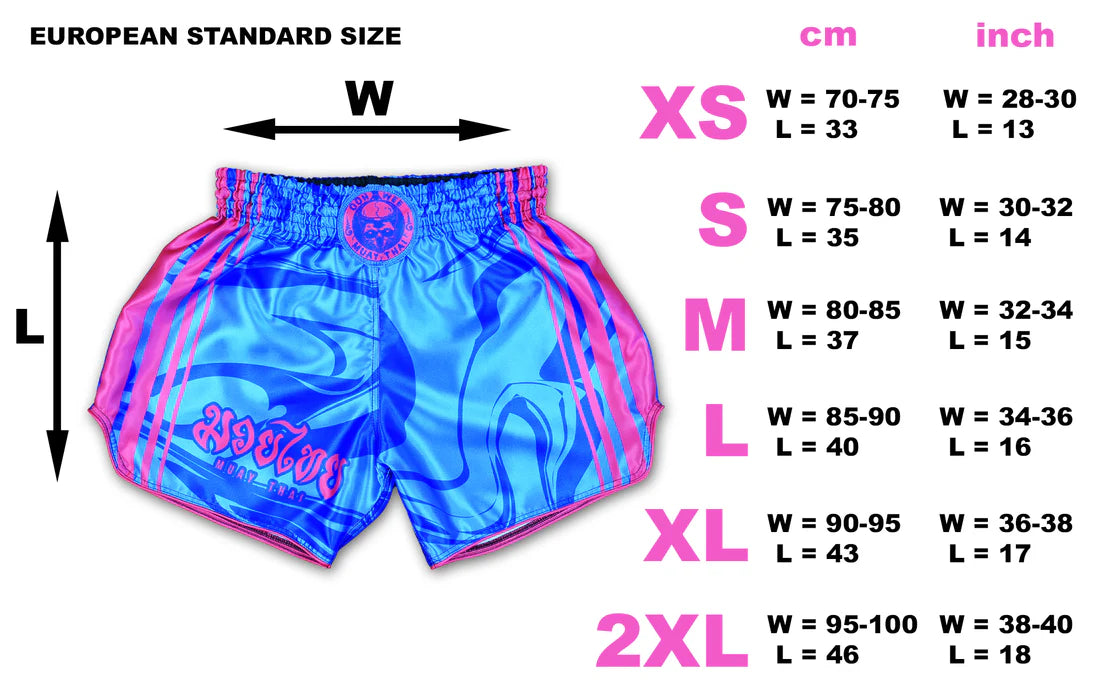 Muay Thai Shorts ★ Art of 8 Limbs (blue/pink) by OOWEE
