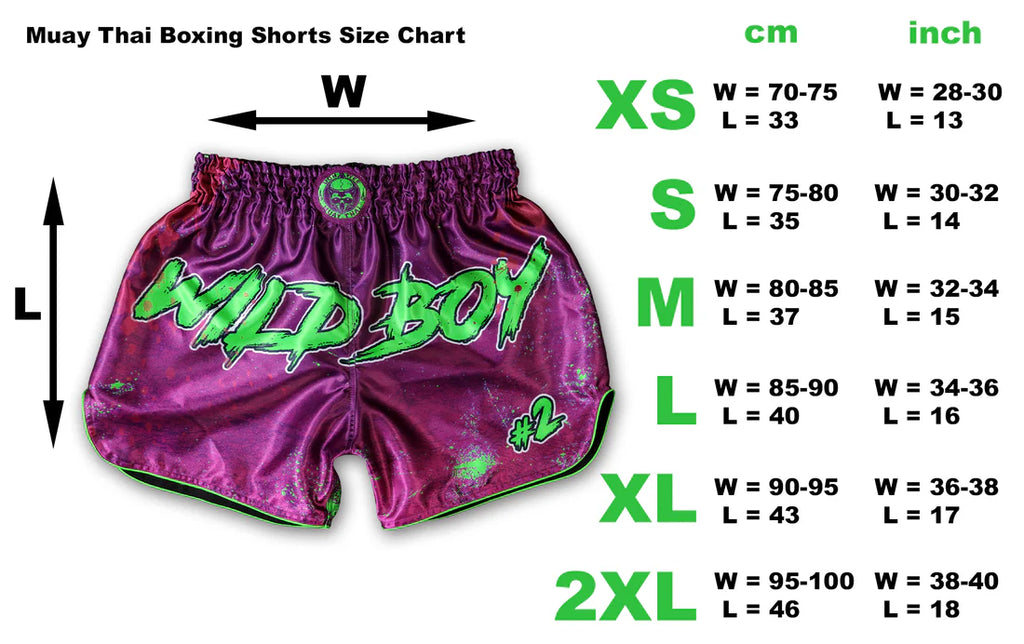 WILD BOY Muay Thai Shorts Extreme Limited Edition (Purple & Neon Green)