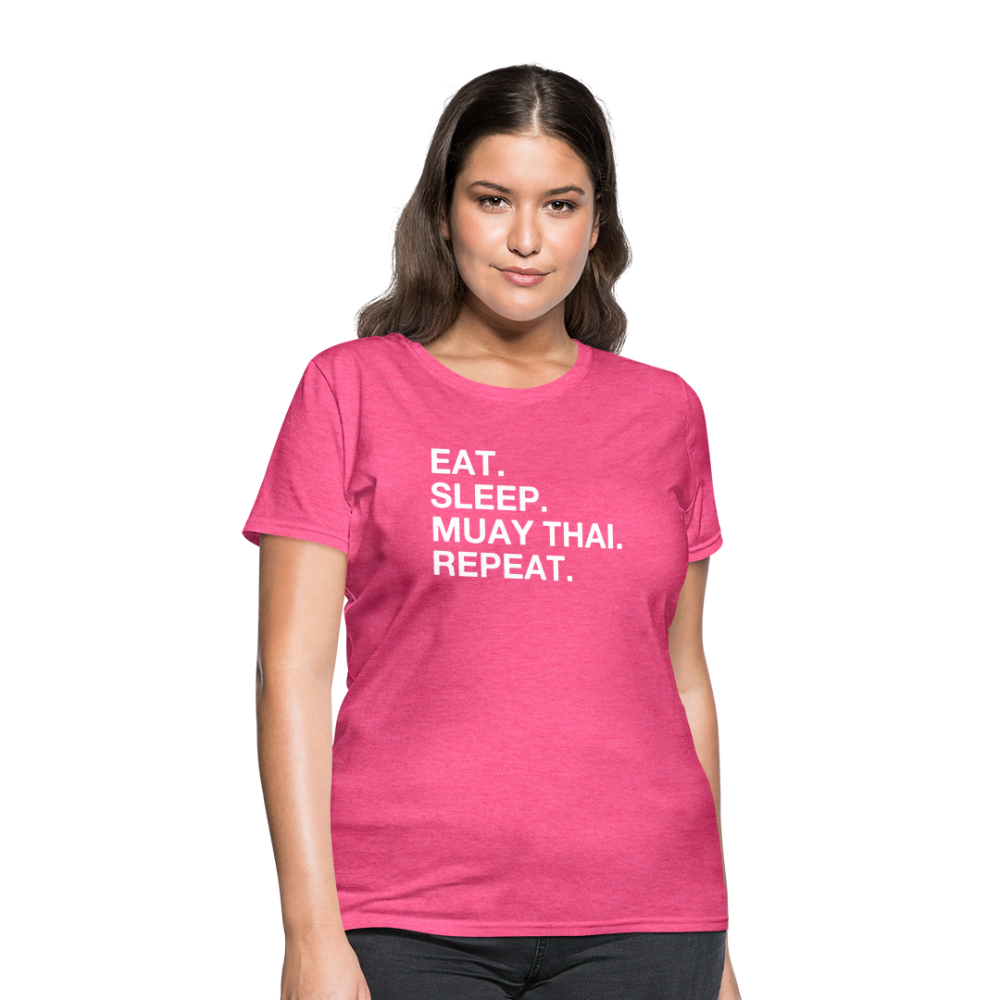 Eat Sleep Muay Thai Women's T-Shirt - heather pink