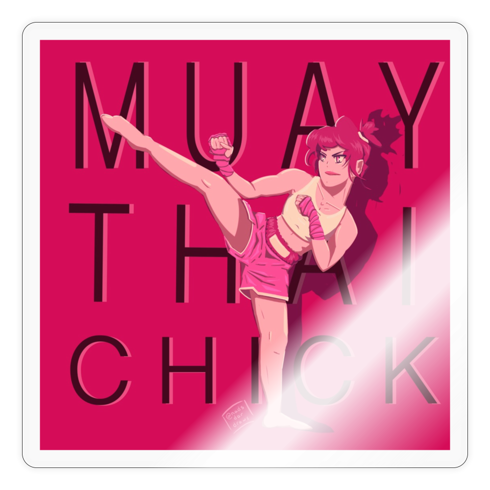 Muay Thai Chick Sticker - transparent glossy
