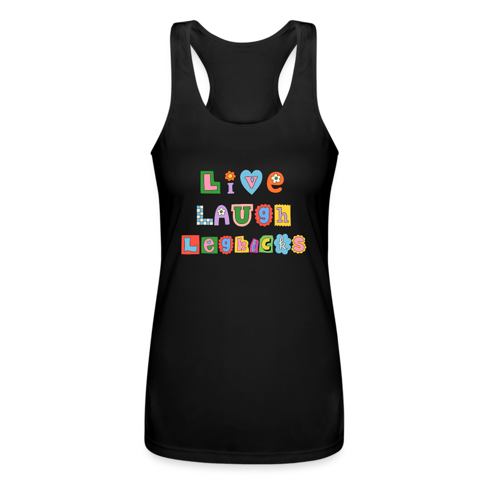 Live Laugh Legkicks Women’s Performance Racerback Tank Top - black