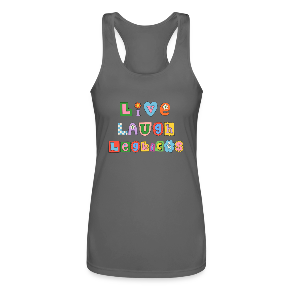 Live Laugh Legkicks Women’s Performance Racerback Tank Top - charcoal