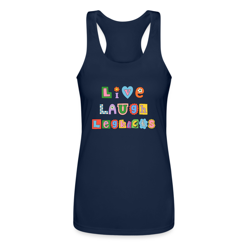 Live Laugh Legkicks Women’s Performance Racerback Tank Top - navy